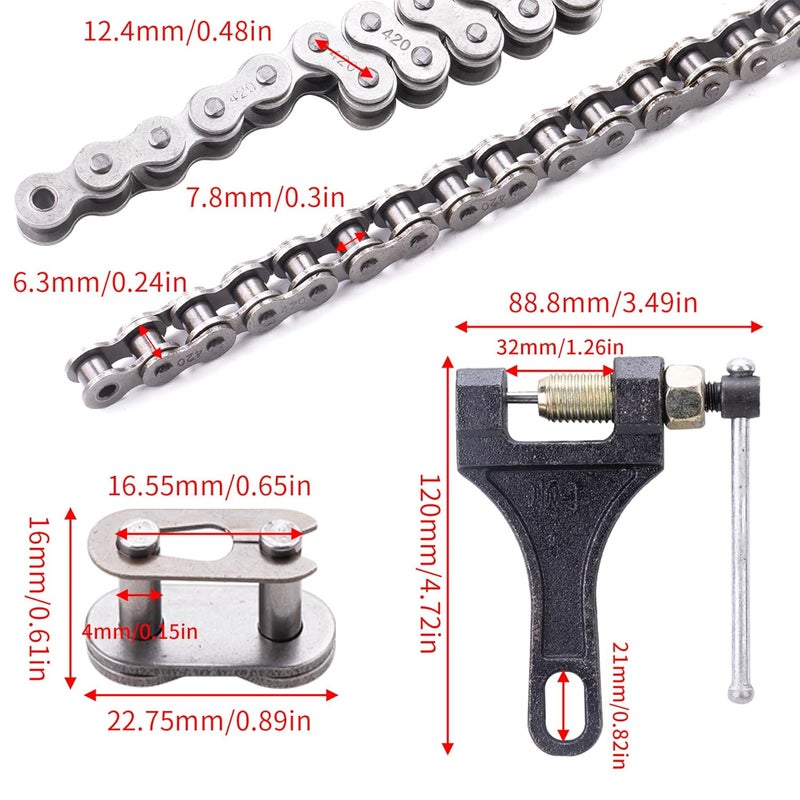 MRELC 420 Motorcycle Chain 132 Links fit for 50 70 90 110 125cc SSR TaoTao Coolster Apollo Baja 212cc Go Kart Mini Bike Powersports Parts Chinese ATV 4 Wheeler Quad Pit Dirt Bike with Chain Breaker - Image 2